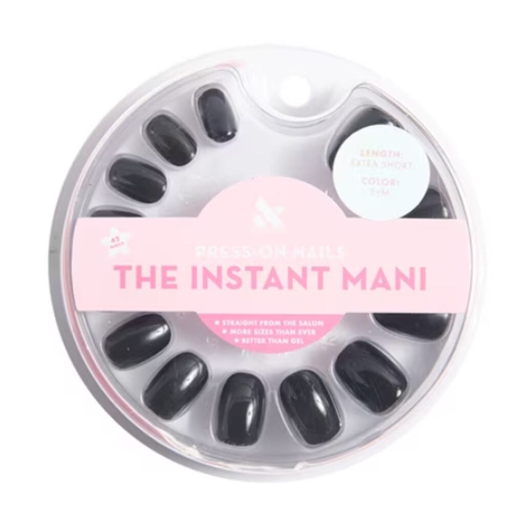 Olive & June Press‑On Nails – E + M (Classic Black) – Extra Short-Round